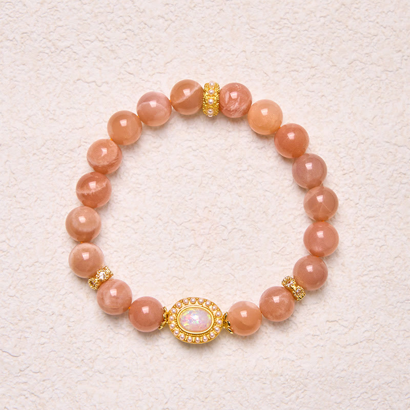 Natural Peach Moonstone Adjustable Soothing Bracelet