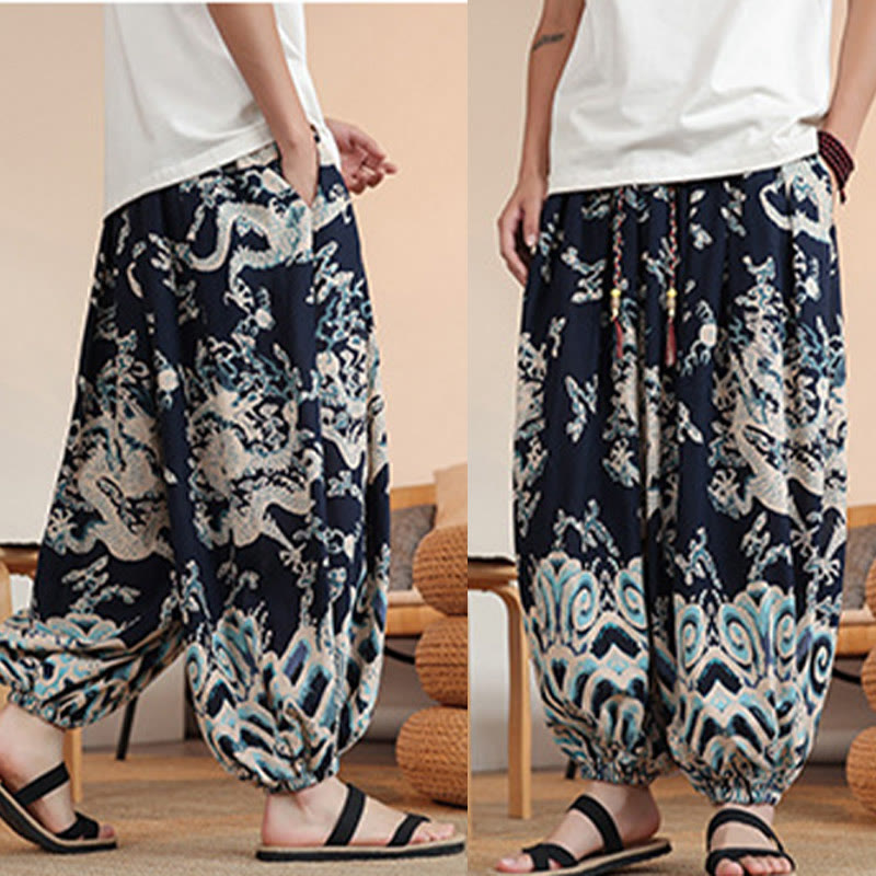 Cotton Dragon Print Mindful Movement Harem Pants