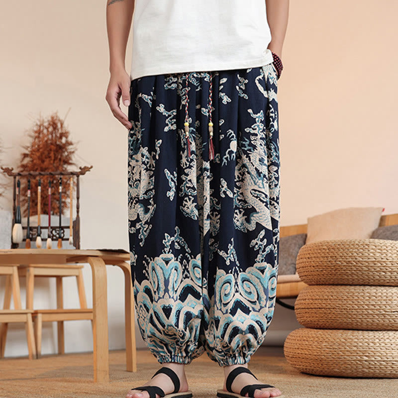 Cotton Dragon Print Mindful Movement Harem Pants
