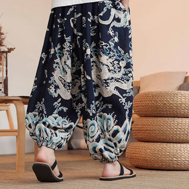 Cotton Dragon Print Mindful Movement Harem Pants