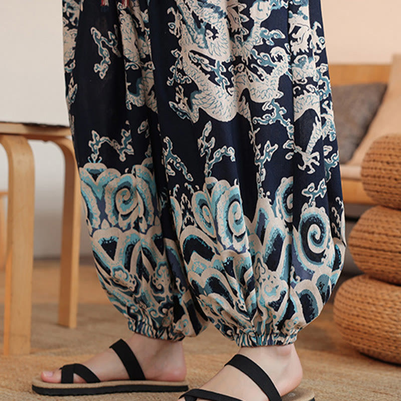 Cotton Dragon Print Mindful Movement Harem Pants