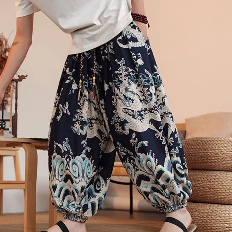 Cotton Dragon Print Mindful Movement Harem Pants