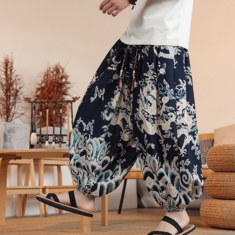 Cotton Dragon Print Mindful Movement Harem Pants