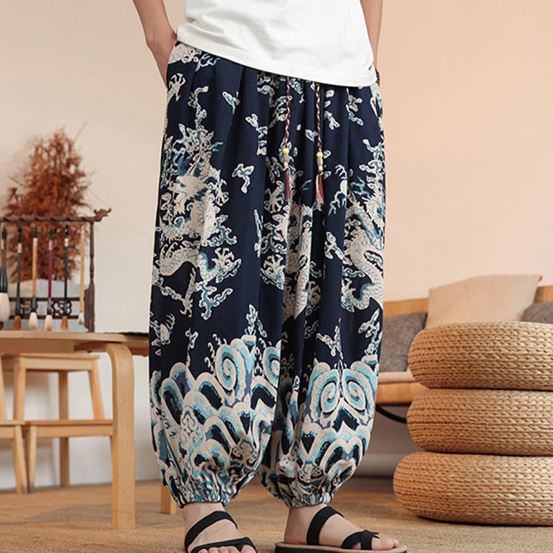 Cotton Dragon Print Mindful Movement Harem Pants