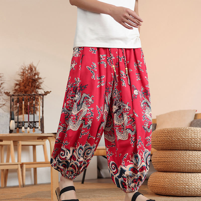 Cotton Dragon Print Mindful Movement Harem Pants
