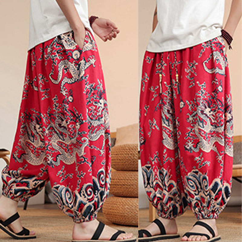 Cotton Dragon Print Mindful Movement Harem Pants