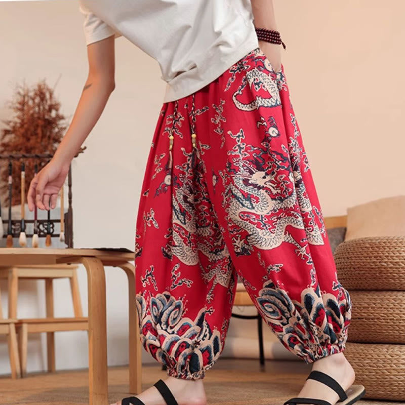 Cotton Dragon Print Mindful Movement Harem Pants
