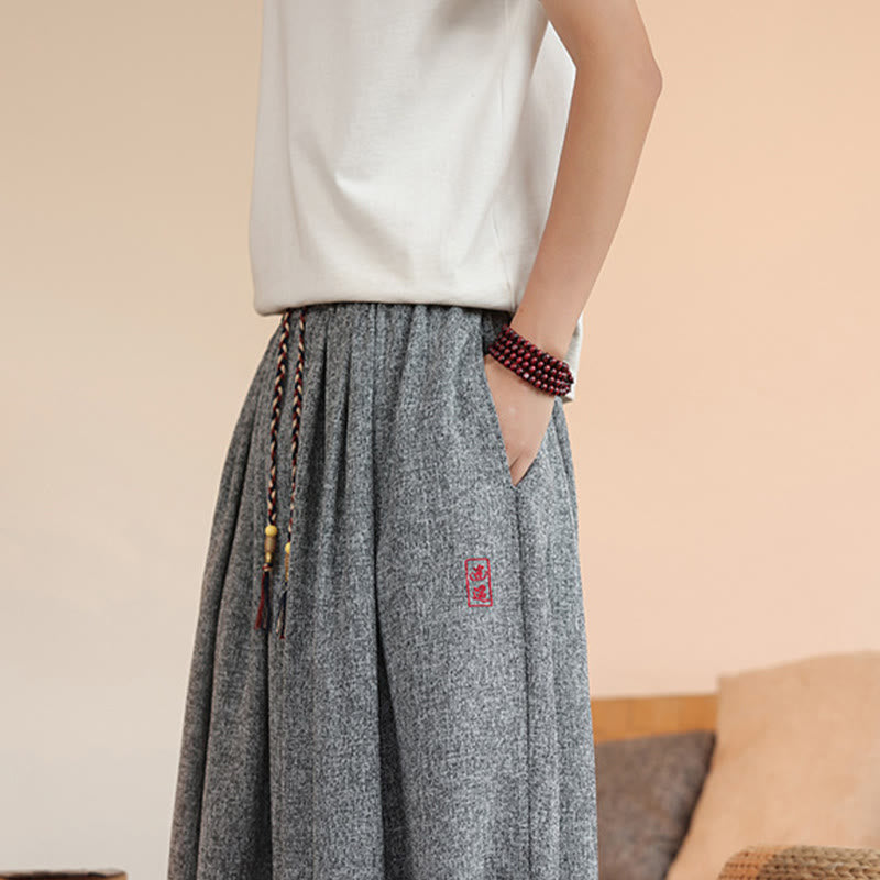 Lightweight Embroidered Cropped Men's Meditation Harem Pants