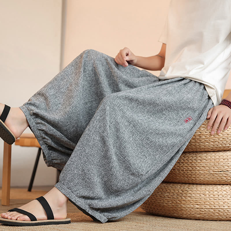 Lightweight Embroidered Cropped Men's Meditation Harem Pants