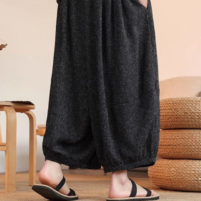 Lightweight Embroidered Cropped Men's Meditation Harem Pants