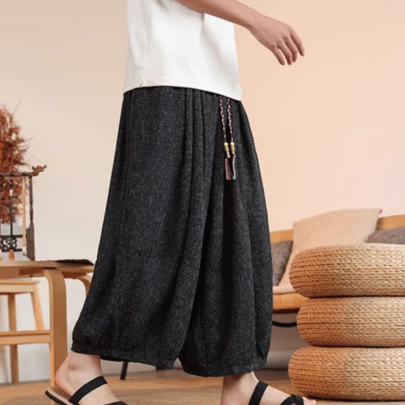 Lightweight Embroidered Cropped Men's Meditation Harem Pants