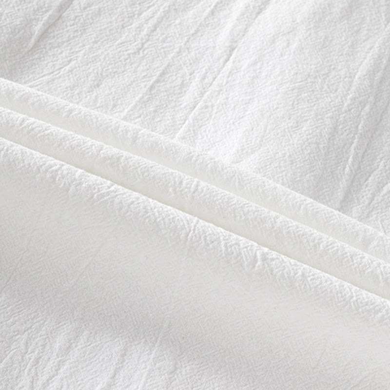 Summer Solid Men's Buttons Half Sleeve Cotton Linen Shirt