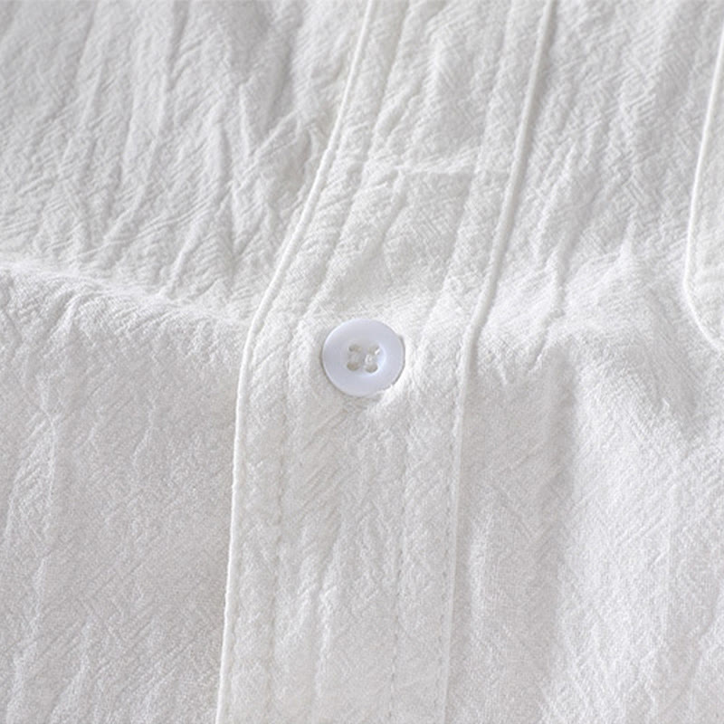 Summer Solid Men's Buttons Half Sleeve Cotton Linen Shirt