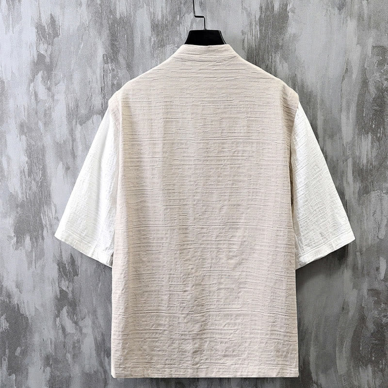 Breathable Cotton Linen Stand Collar Meditation Shirt
