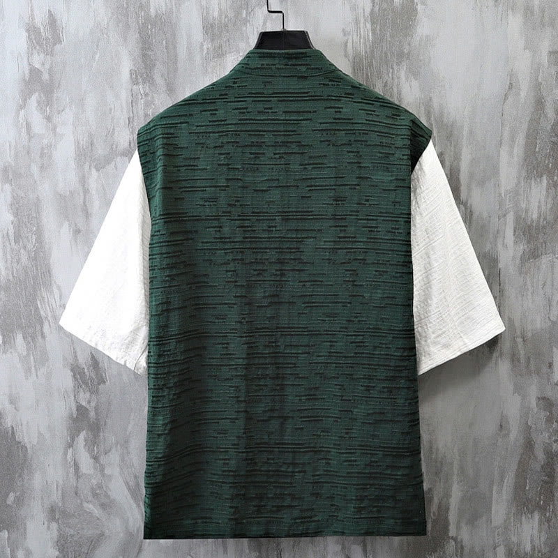 Breathable Cotton Linen Stand Collar Meditation Shirt