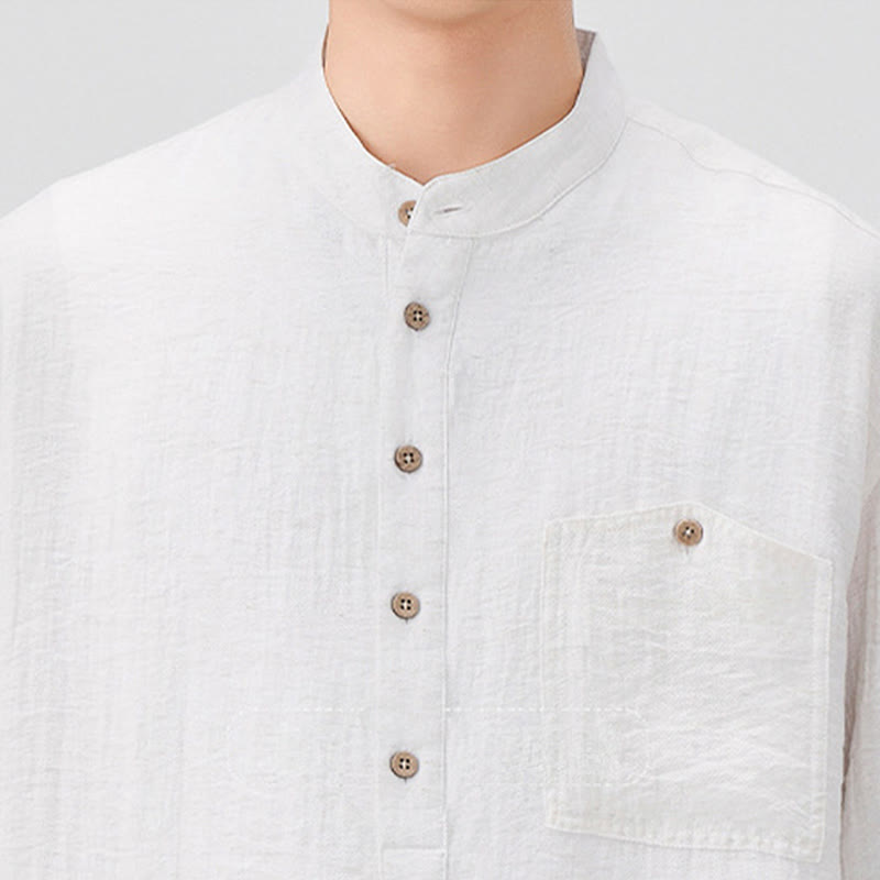 Lightweight Stand-Collar Half-Sleeve Men's Meditation Shirt