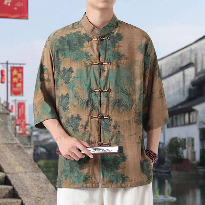 Cotton Linen Stand Collar Mindful Meditation Shirt