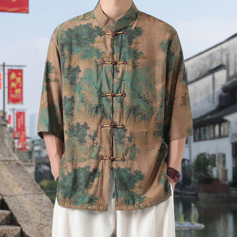 Cotton Linen Stand Collar Mindful Meditation Shirt