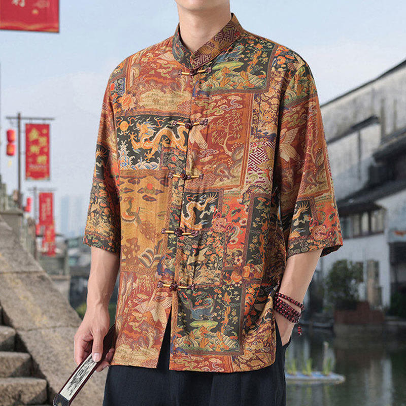 Cotton Linen Stand Collar Mindful Meditation Shirt
