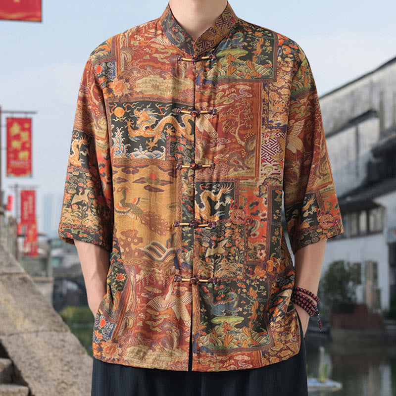 Cotton Linen Stand Collar Mindful Meditation Shirt