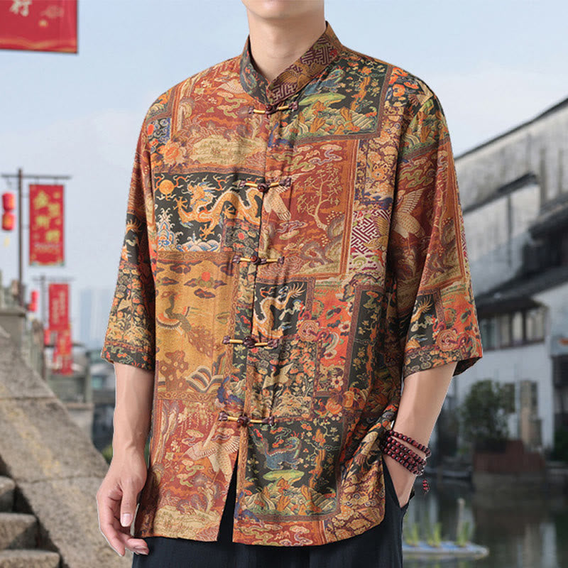 Cotton Linen Stand Collar Mindful Meditation Shirt