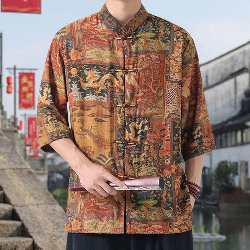 Cotton Linen Stand Collar Mindful Meditation Shirt