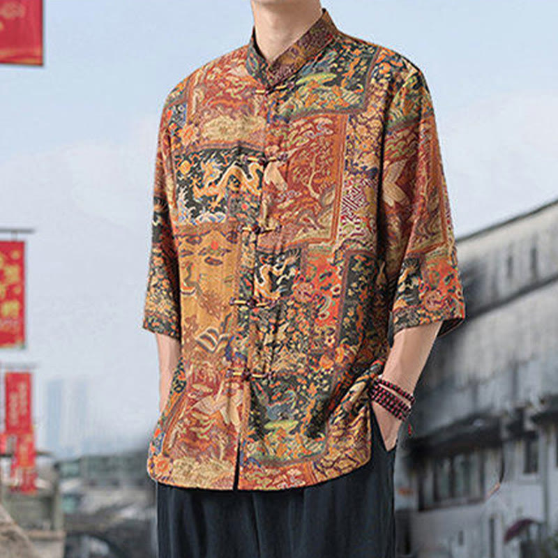 Cotton Linen Stand Collar Mindful Meditation Shirt