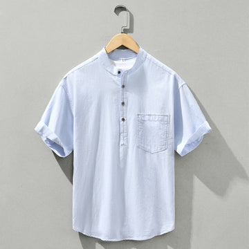 Lightweight Cotton Stand-Collar Daily Grounding Shirt