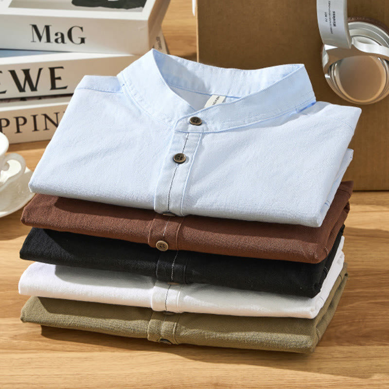 Lightweight Cotton Stand-Collar Daily Grounding Shirt