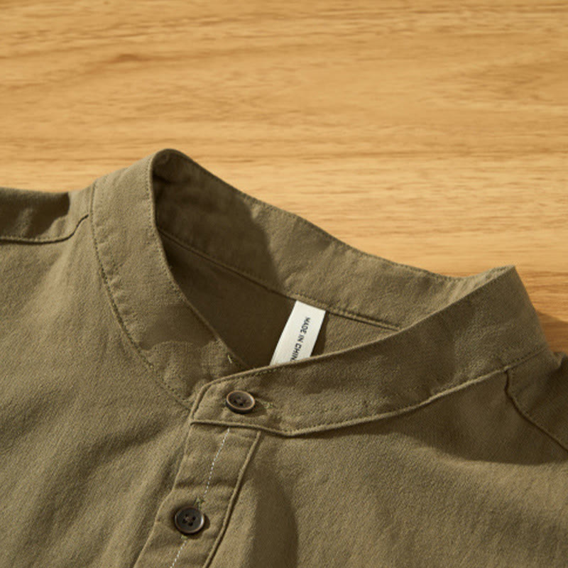 Lightweight Cotton Stand-Collar Daily Grounding Shirt