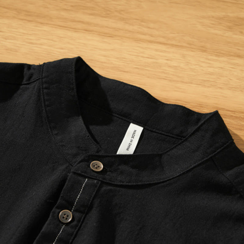 Lightweight Cotton Stand-Collar Daily Grounding Shirt
