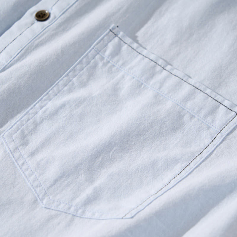 Lightweight Cotton Stand-Collar Daily Grounding Shirt