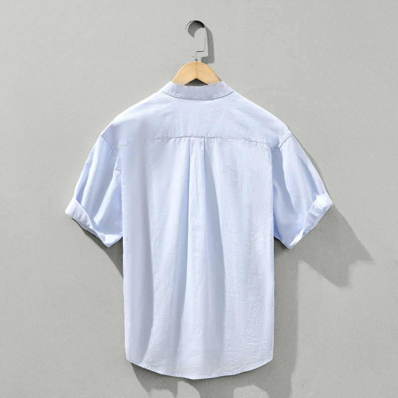 Lightweight Cotton Stand-Collar Daily Grounding Shirt