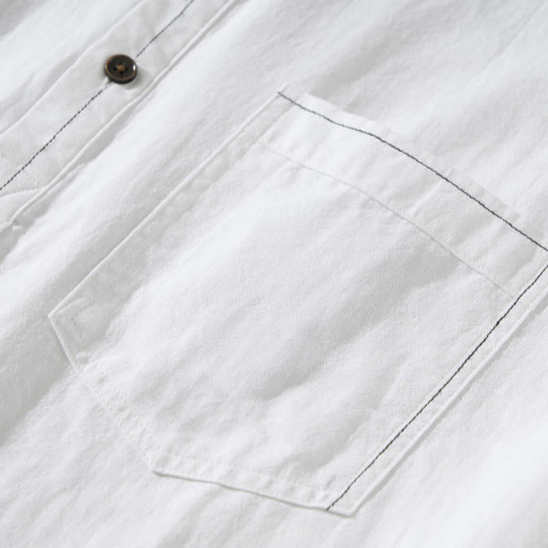 Lightweight Cotton Stand-Collar Daily Grounding Shirt