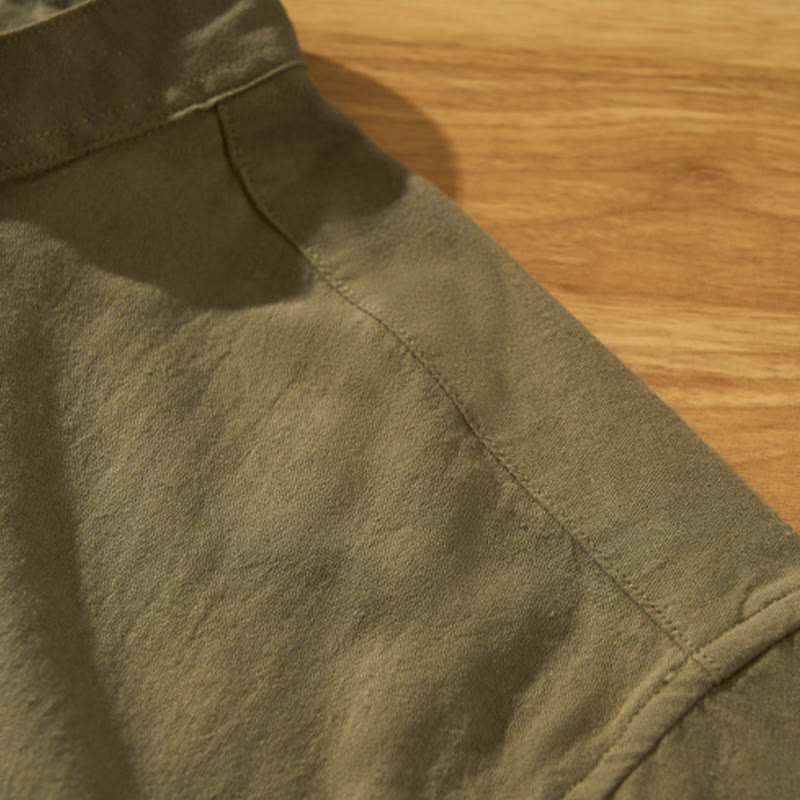 Lightweight Cotton Stand-Collar Daily Grounding Shirt