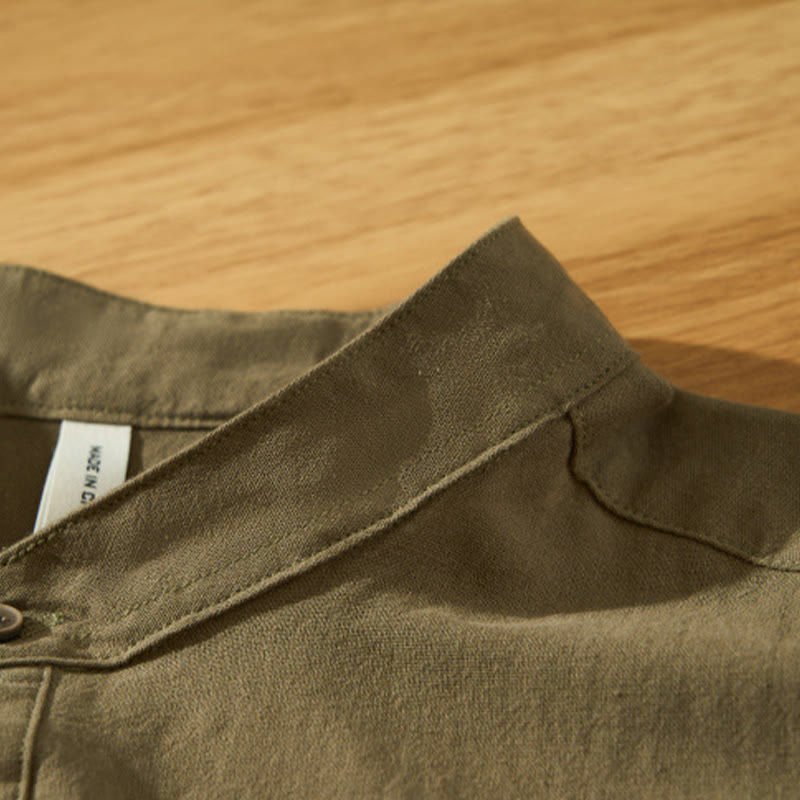 Lightweight Cotton Stand-Collar Daily Grounding Shirt