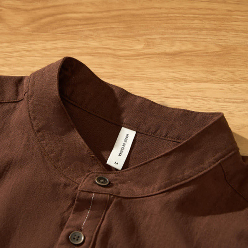 Lightweight Cotton Stand-Collar Daily Grounding Shirt