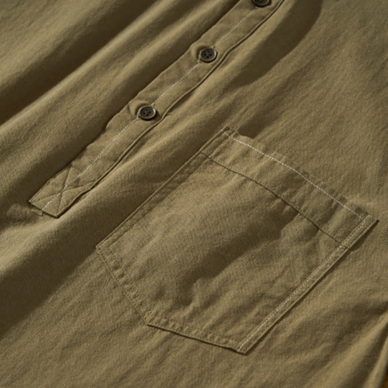 Lightweight Cotton Stand-Collar Daily Grounding Shirt