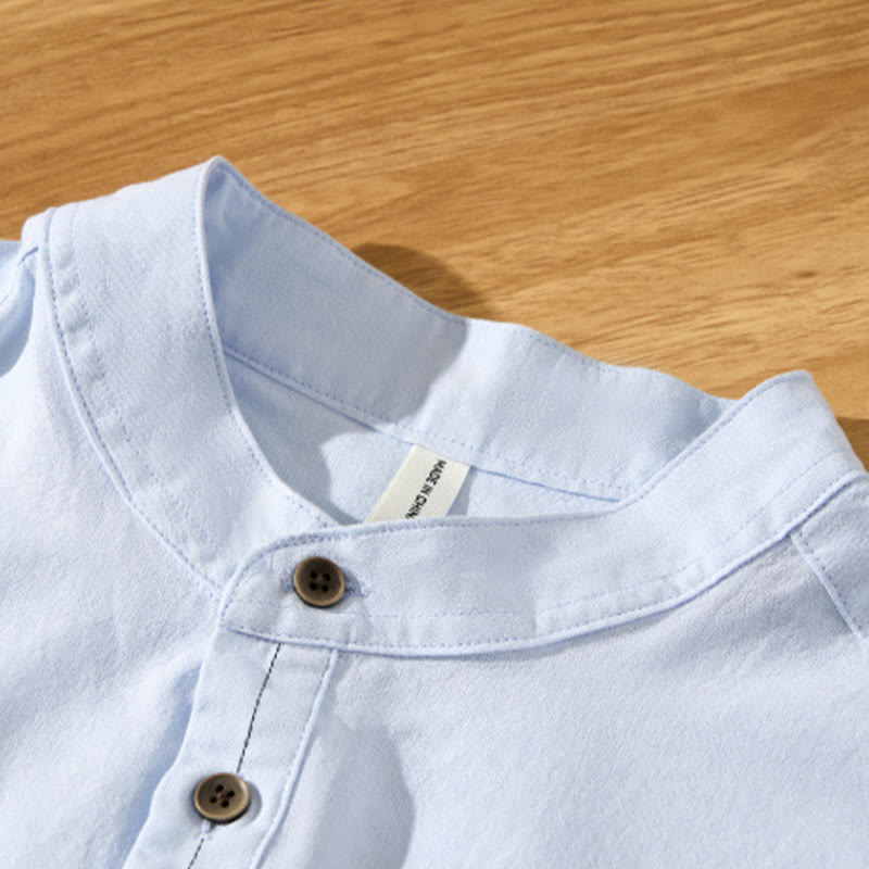 Lightweight Cotton Stand-Collar Daily Grounding Shirt