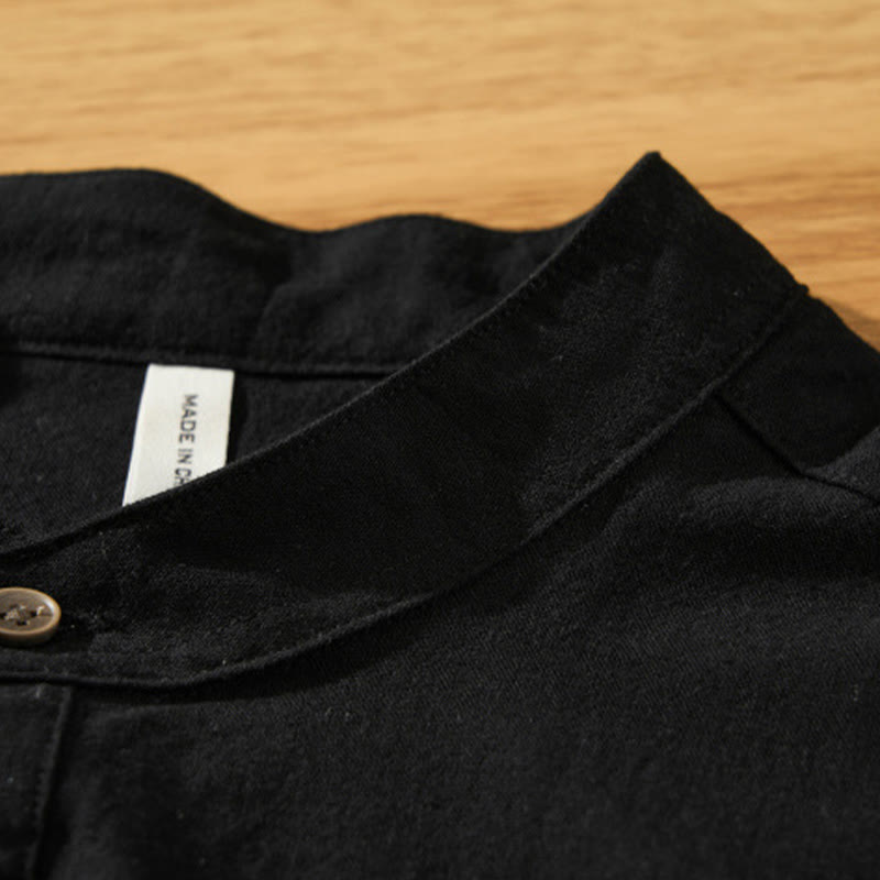 Lightweight Cotton Stand-Collar Daily Grounding Shirt