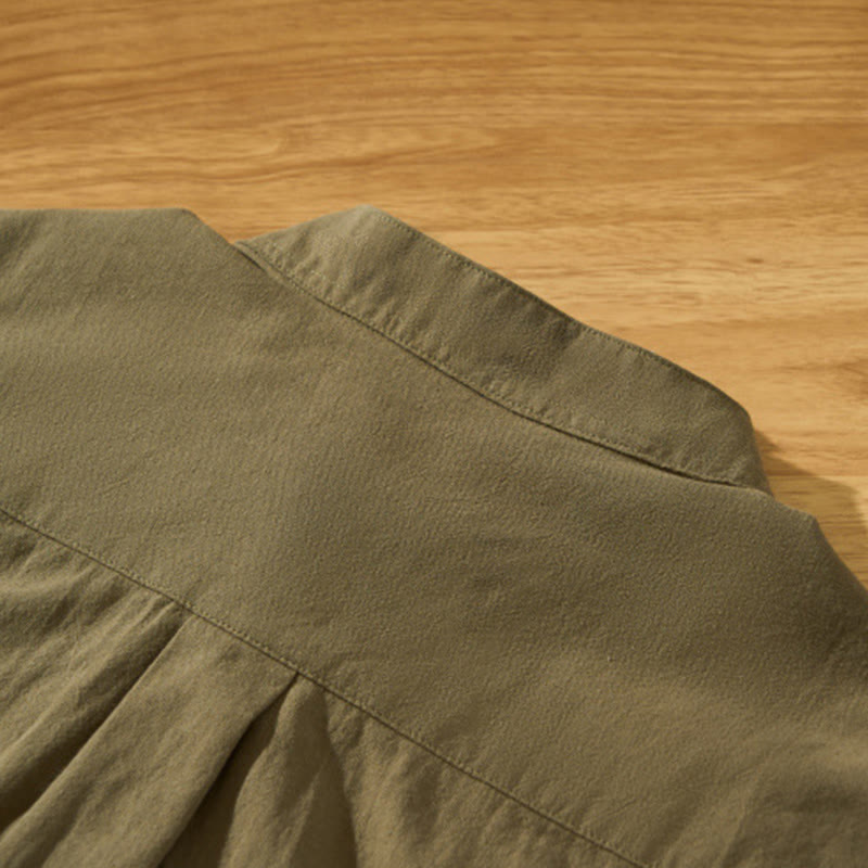 Lightweight Cotton Stand-Collar Daily Grounding Shirt