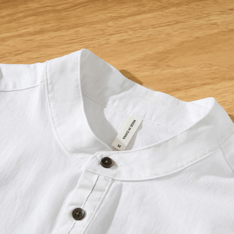 Lightweight Cotton Stand-Collar Daily Grounding Shirt