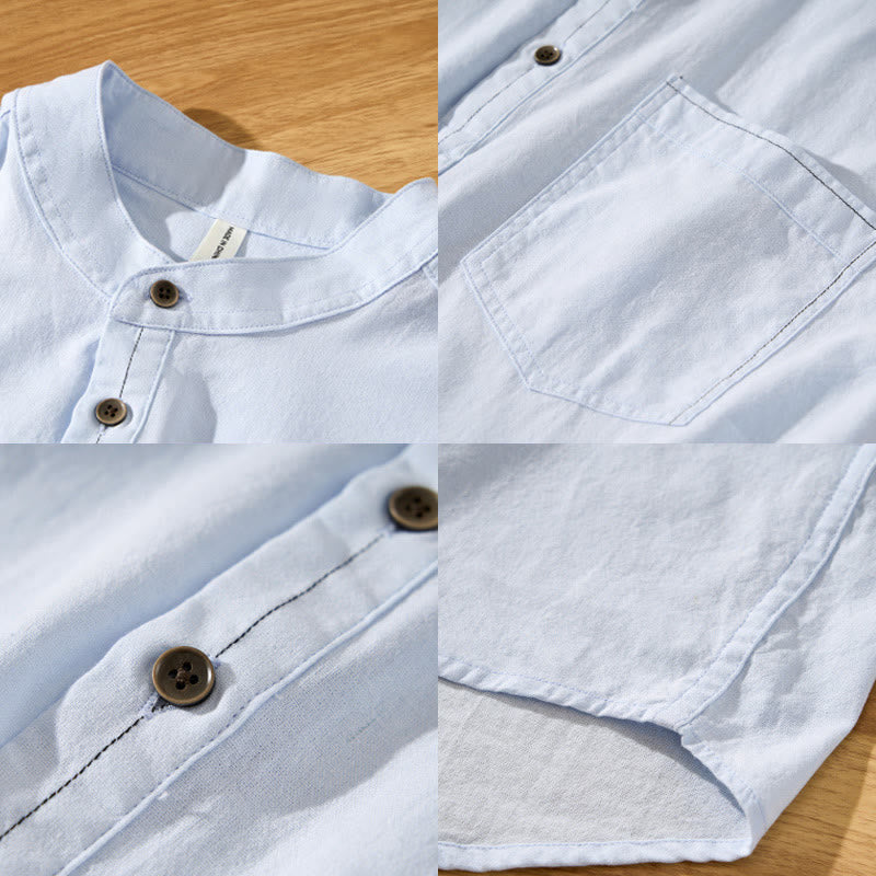 Lightweight Cotton Stand-Collar Daily Grounding Shirt