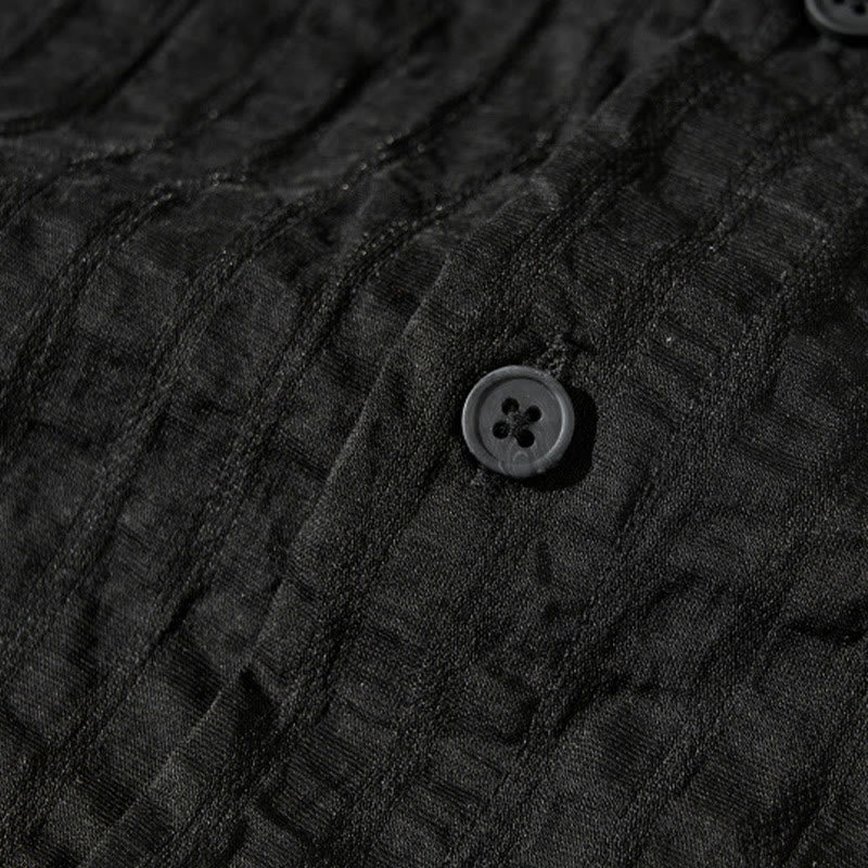 Summer Solid Breathable Men's Buttons Short Sleeve Tencel Shirt