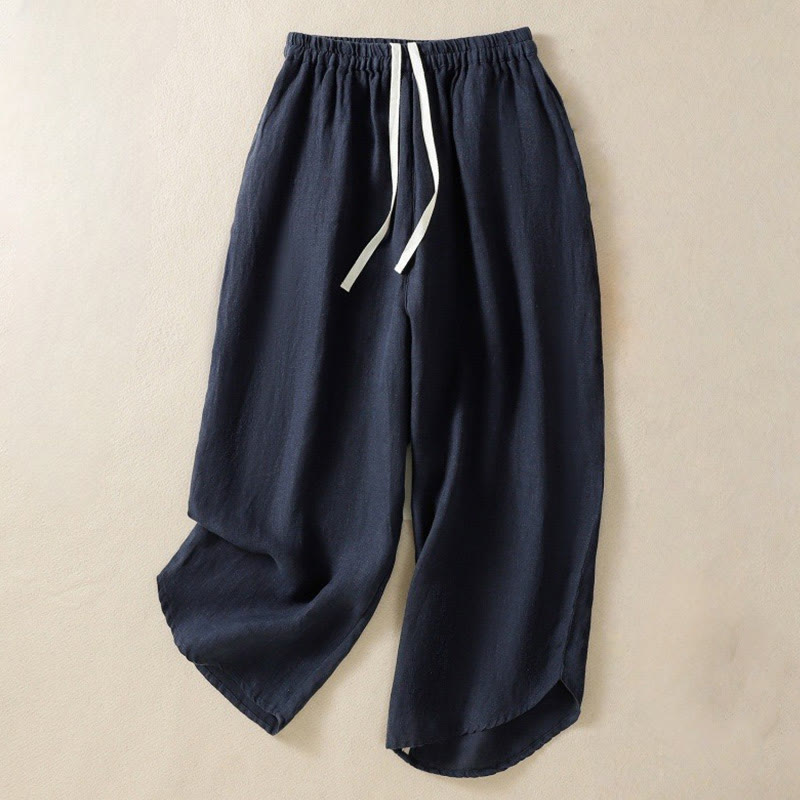 Breathable Cotton Cropped Wide-Leg Meditation Pants