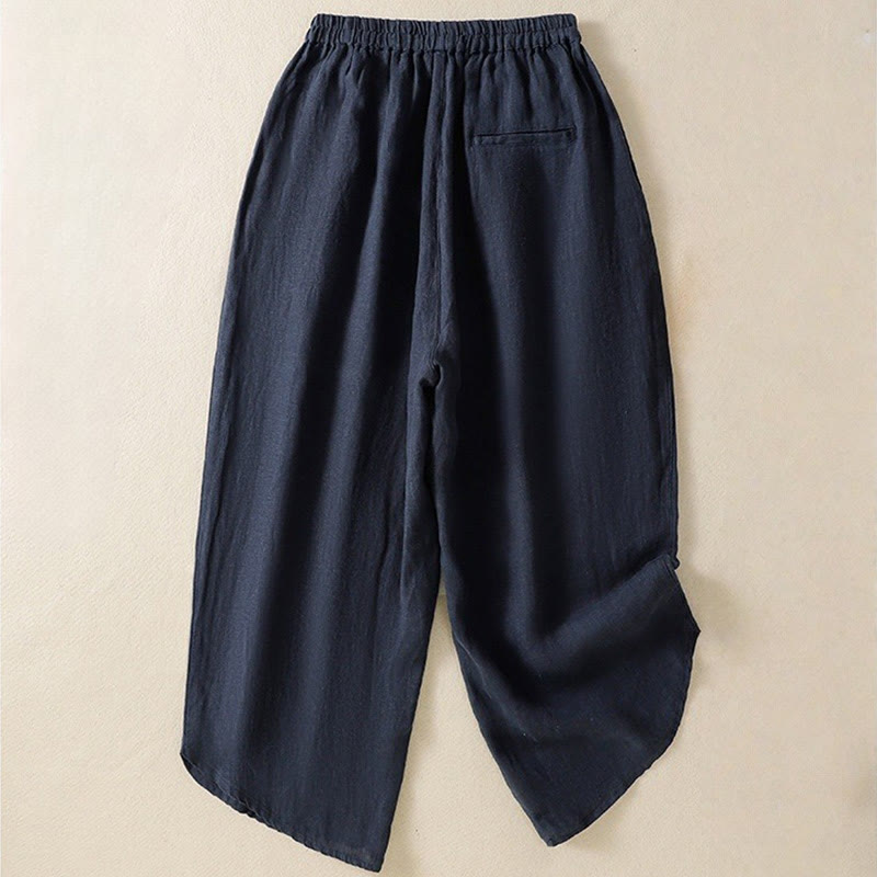 Breathable Cotton Cropped Wide-Leg Meditation Pants