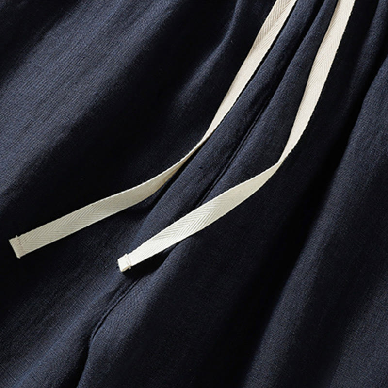 Breathable Cotton Cropped Wide-Leg Meditation Pants