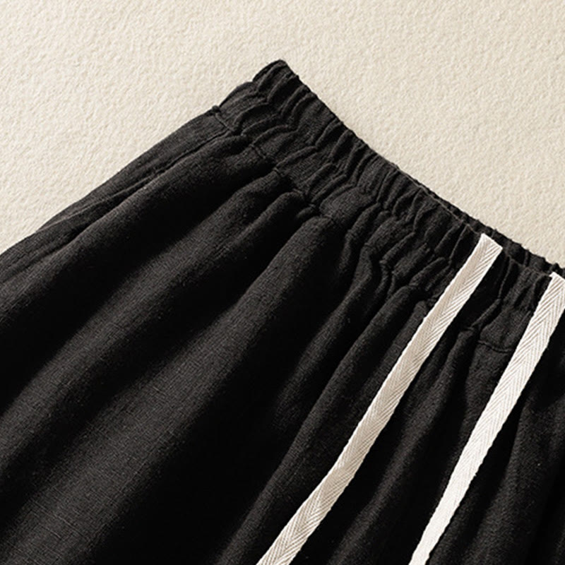 Breathable Cotton Cropped Wide-Leg Meditation Pants