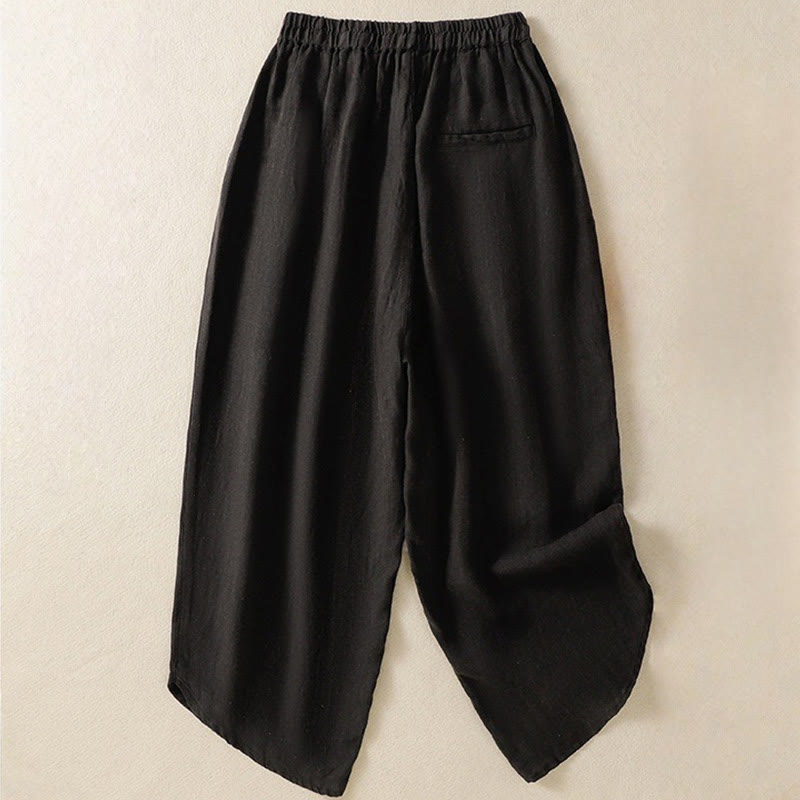Breathable Cotton Cropped Wide-Leg Meditation Pants