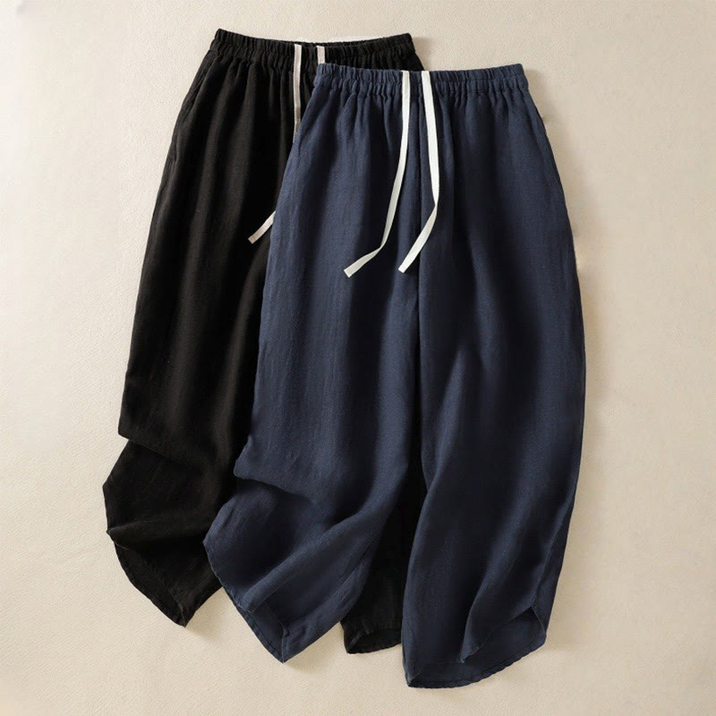 Breathable Cotton Cropped Wide-Leg Meditation Pants